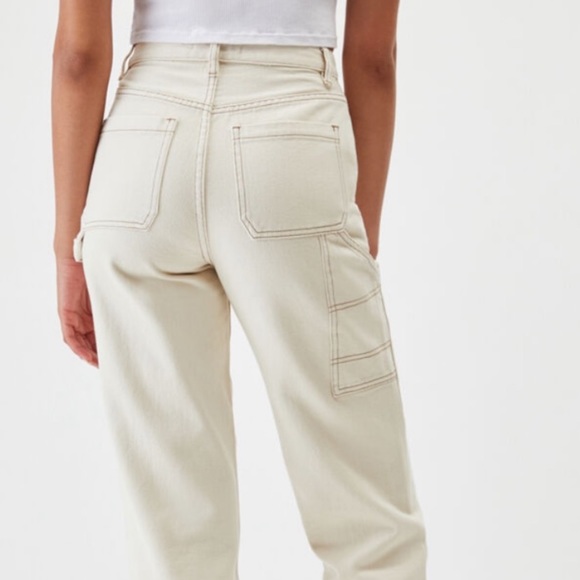 PacSun Wide Leg Carpenter Ultra High Waist Cream Color Jeans Size 27 - Picture 4 of 16